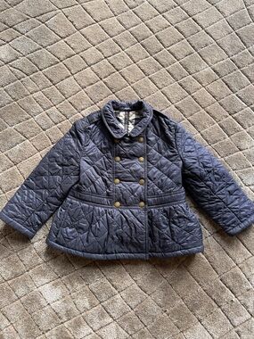 Burberry Navy Quilted Double-Breasted Girls' Jacket